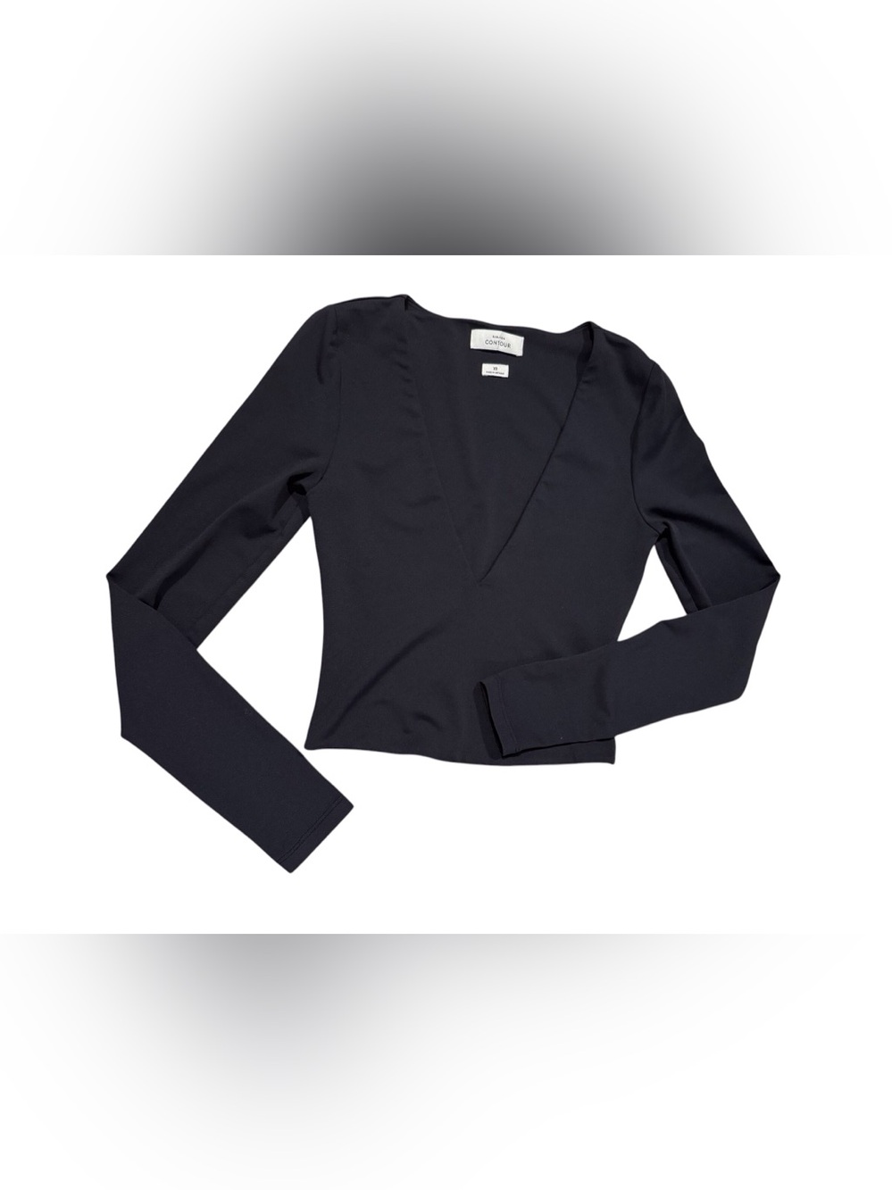 Babaton Contour From Aritzia Black V-Neck Long Sleeve Fitted Top XS